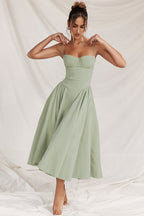 Vestido Midi Plisado – Cuerpo Estructurado Con Bolsillos — VELOU