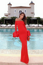 Virginia Off Shoulder Oversized Cuffs Maxi Dress — VELOU