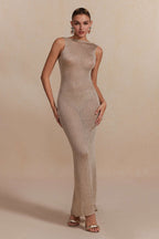 Selene Metallic Backless Knit Maxi Dress — VELOU