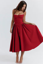 Vestido Midi Plisado – Cuerpo Estructurado Con Bolsillos — VELOU