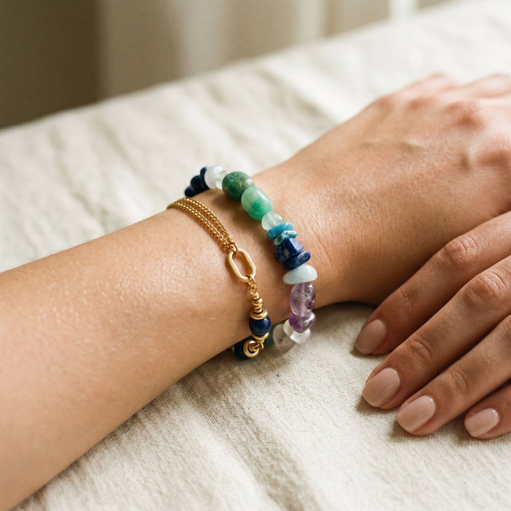 Azura Navy Stone Chain Bracelet — VELOU Amsterdam