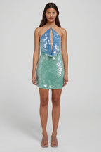 Mini Vestido Halter Con Lentejuelas — VELOU