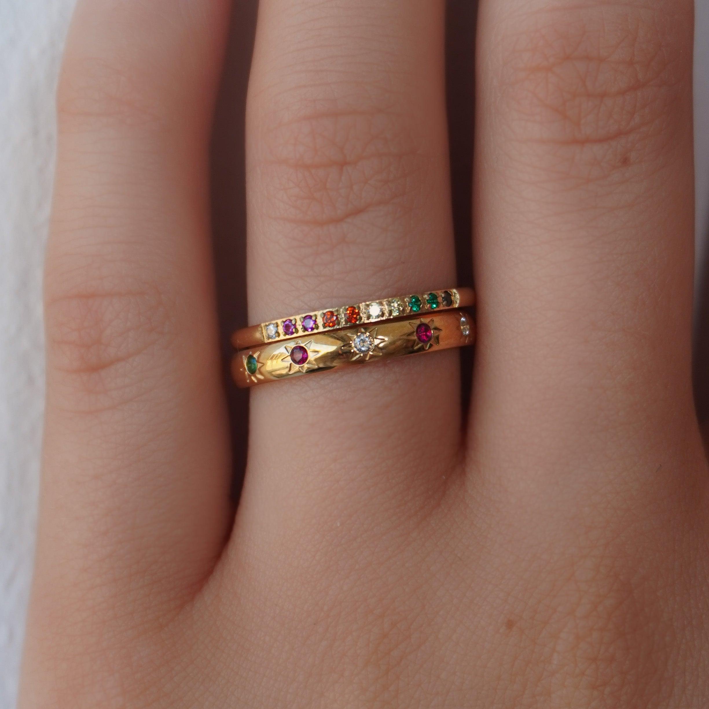 Romy Rainbow Pavé Ring Set