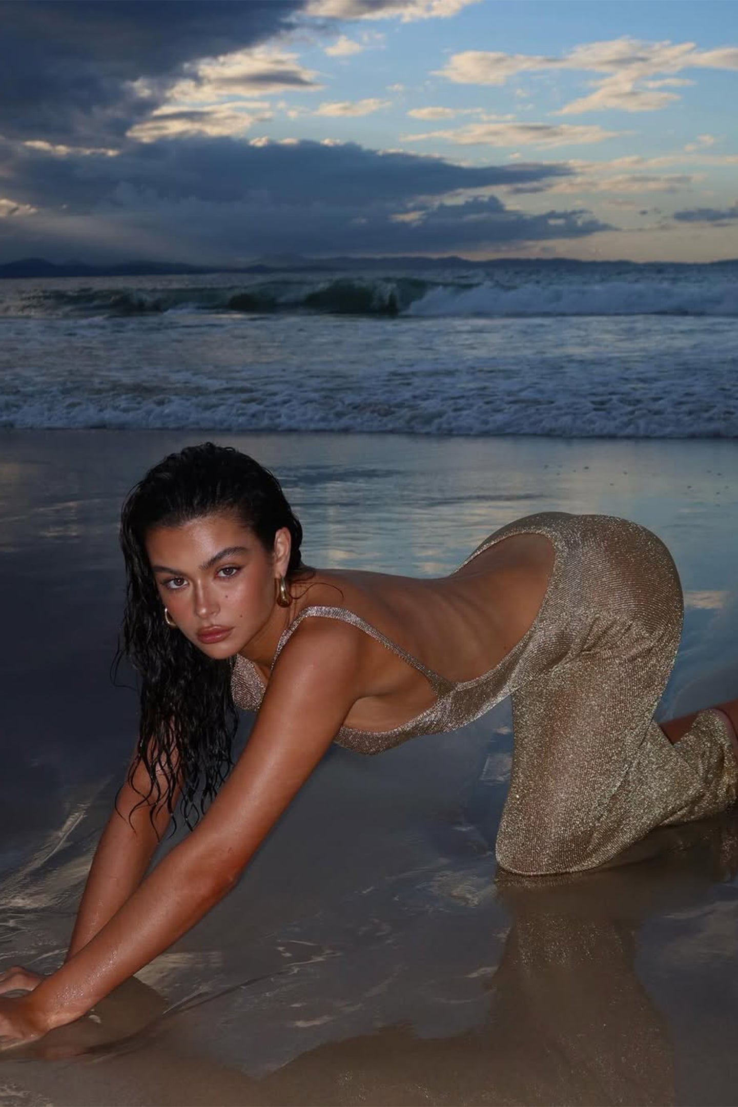 Selene Metallic Backless Knit Maxi Dress — VELOU