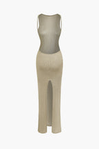 Selene Metallic Backless Knit Maxi Dress — VELOU