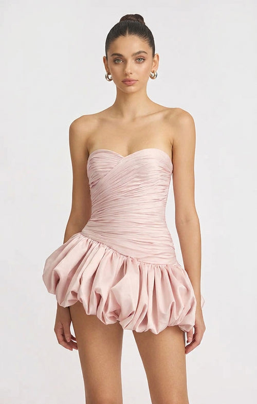 Alia | Women's Strapless Balloon Draped Mini Cocktail Dress