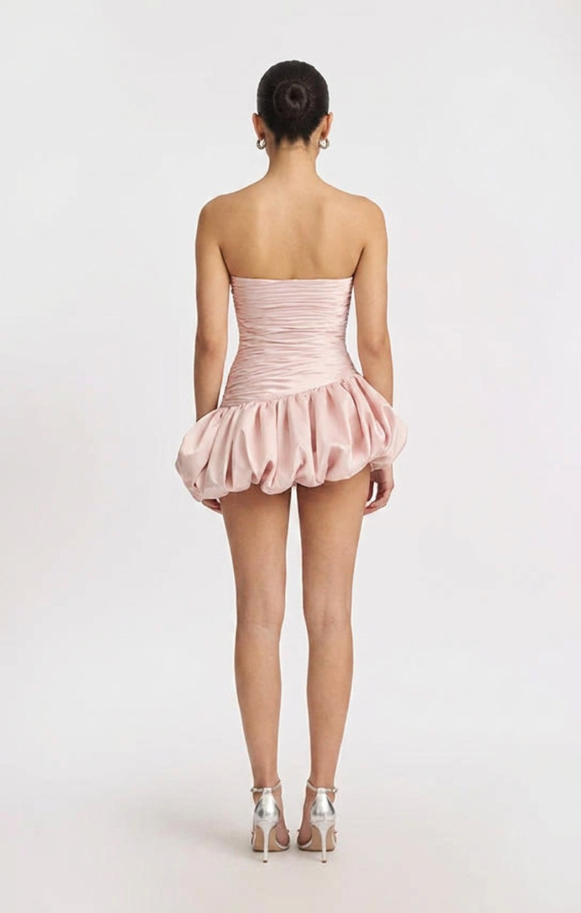 Alia | Women's Strapless Balloon Draped Mini Cocktail Dress