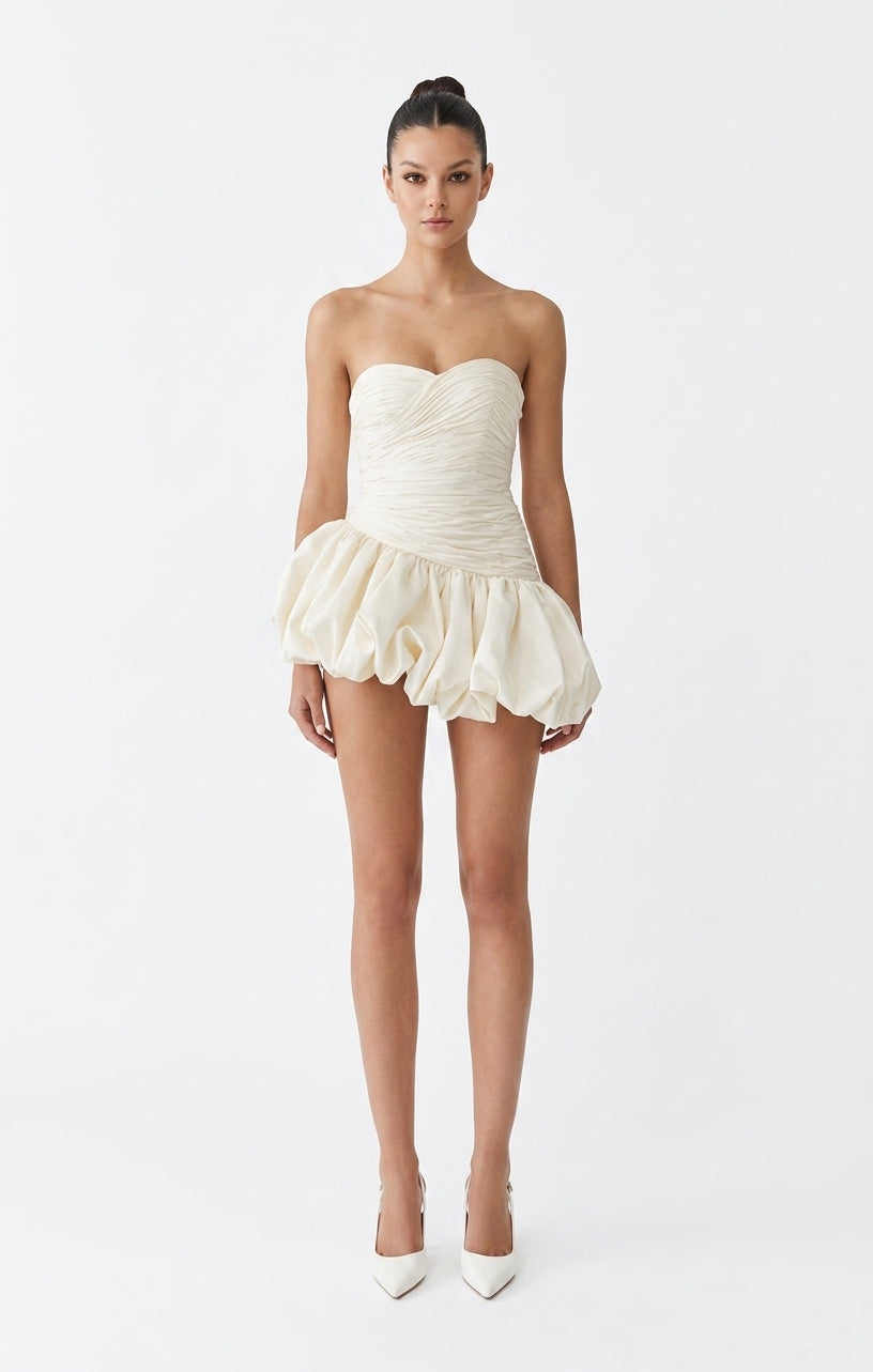Alia | Women's Strapless Balloon Draped Mini Cocktail Dress