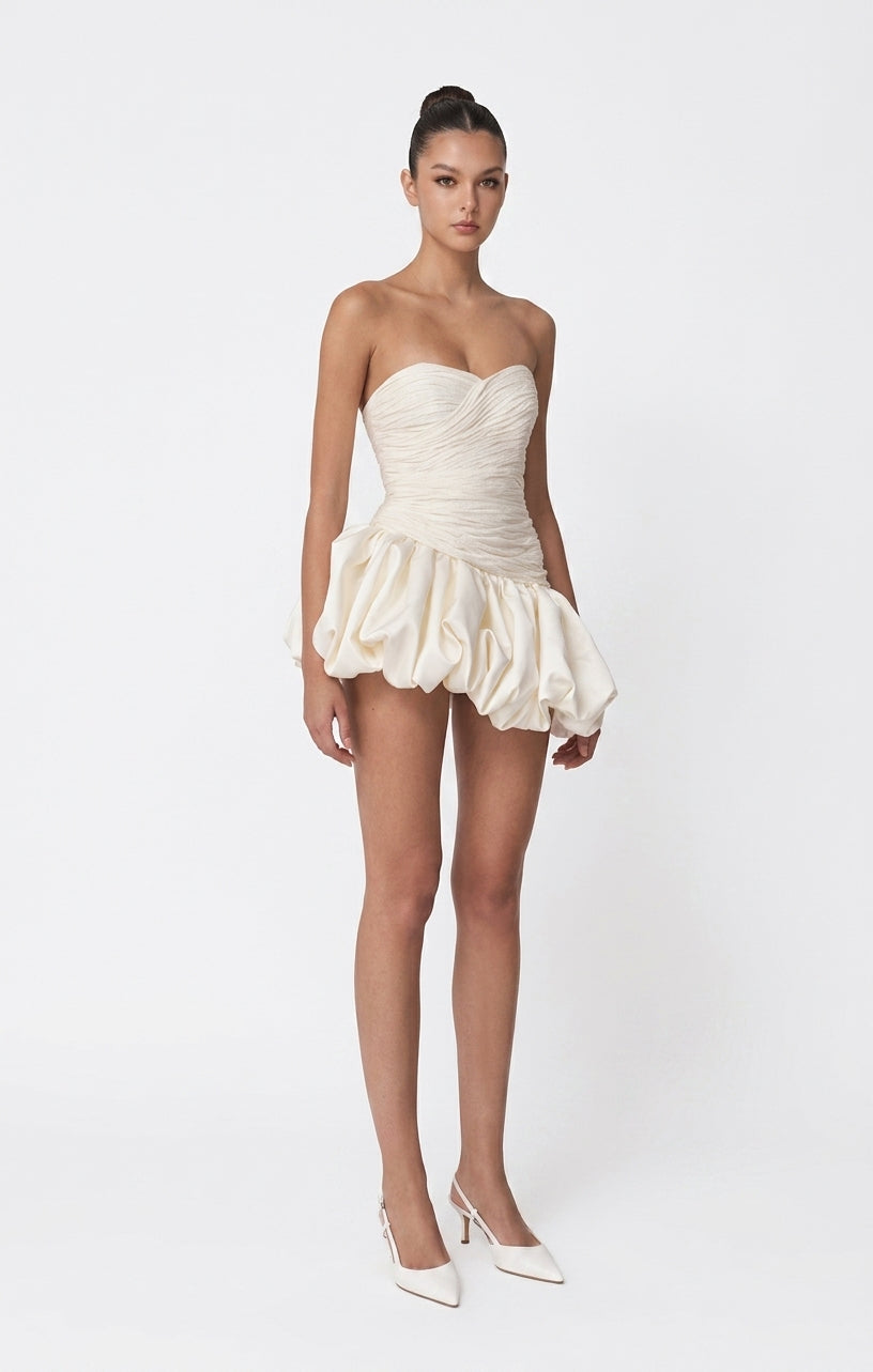 Alia | Women's Strapless Balloon Draped Mini Cocktail Dress