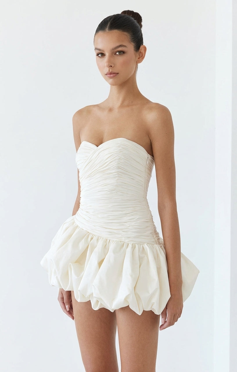 Alia | Women's Strapless Balloon Draped Mini Cocktail Dress