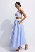 Astrid Lace Contrast Stripes Top & Skirt Set