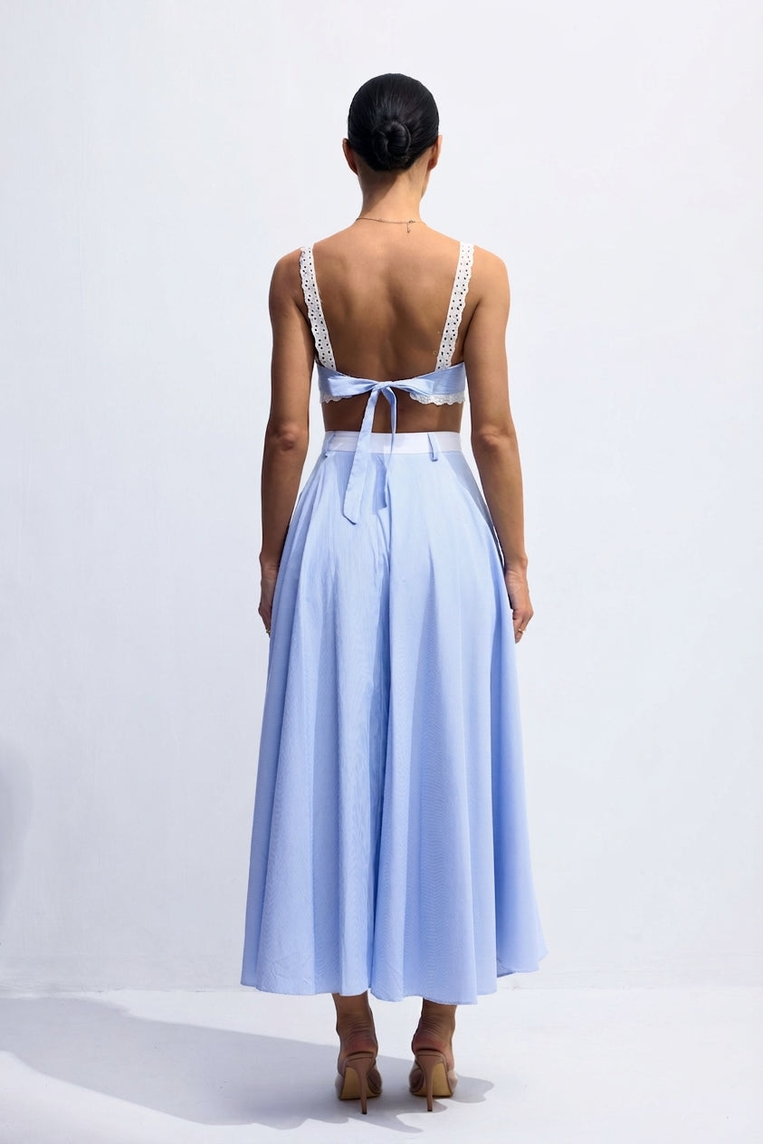 Astrid Lace Contrast Stripes Camisole & Skirt Set