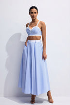 Astrid Lace Contrast Stripes Top & Skirt Set