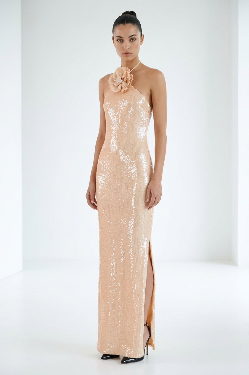 Awen Sequin Flower Maxi Dress