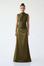 Borbála Fringed Top and Satin Skirt Set