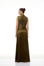 Borbála Fringed Top and Satin Skirt Set