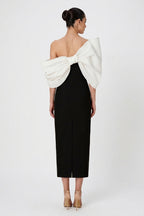 Delancy Bowknot Contrast Midi Dress