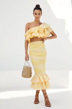 Dolly Embroidered Lace Tiered Ruffle Maxi Dress Set