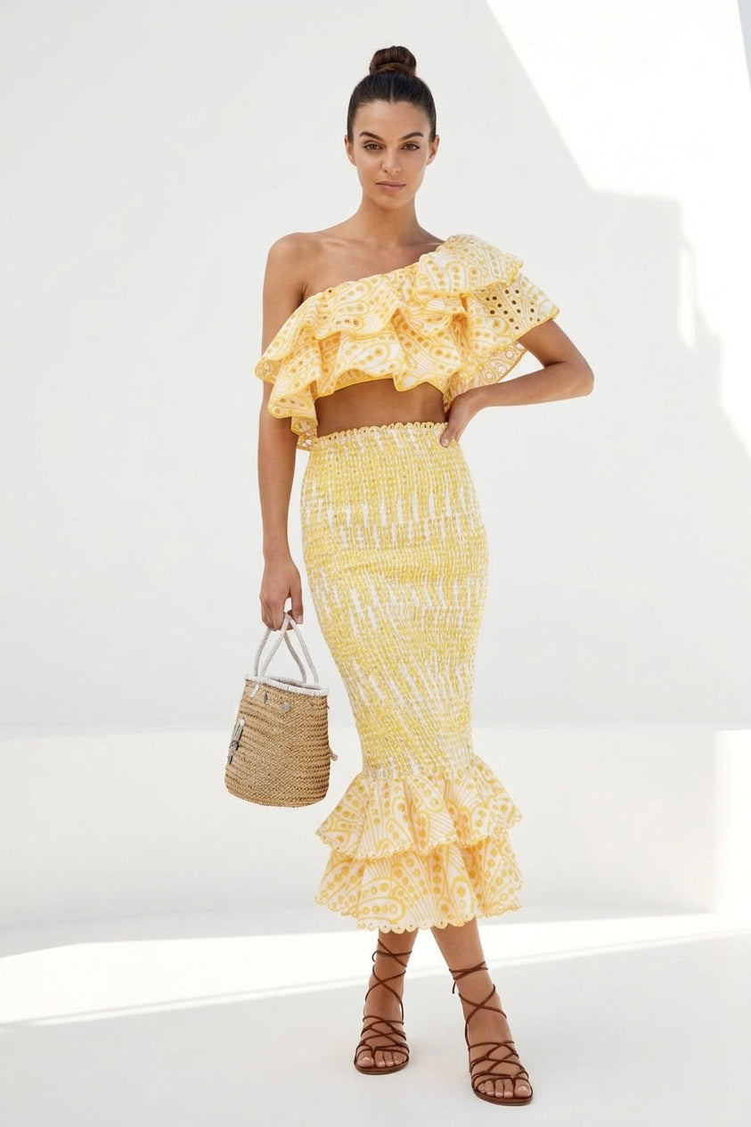 Dolly Embroidered Lace Tiered Ruffle Maxi Dress Set