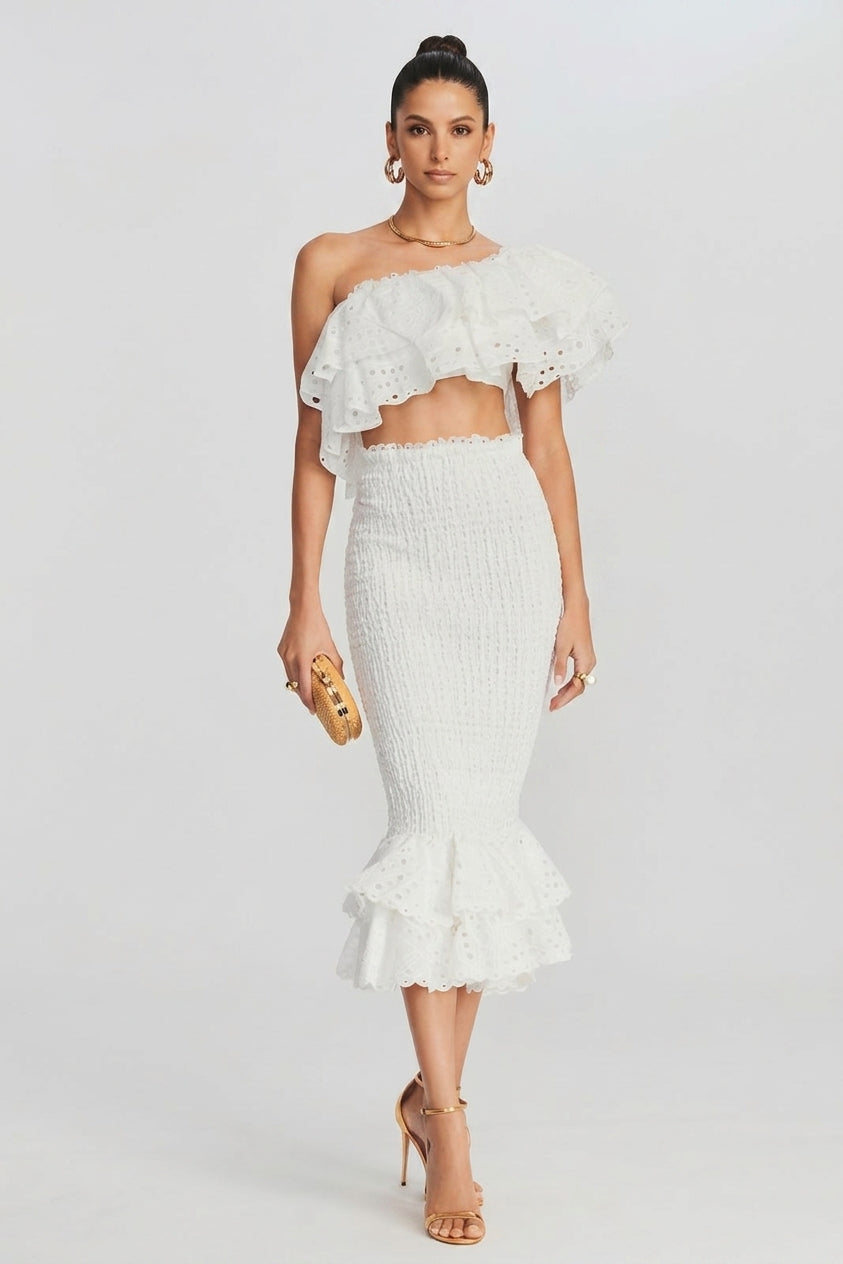 Dolly Embroidered Lace Tiered Ruffle Maxi Dress Set