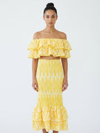 Dolly Embroidered Lace Tiered Ruffle Maxi Dress Set