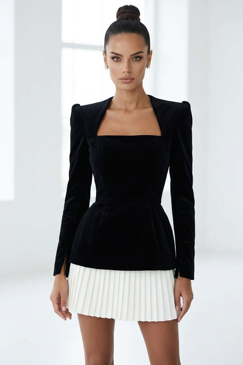 Elva Long Sleeve Pleated Mini Dress