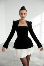 Elva Long Sleeve Pleated Mini Dress