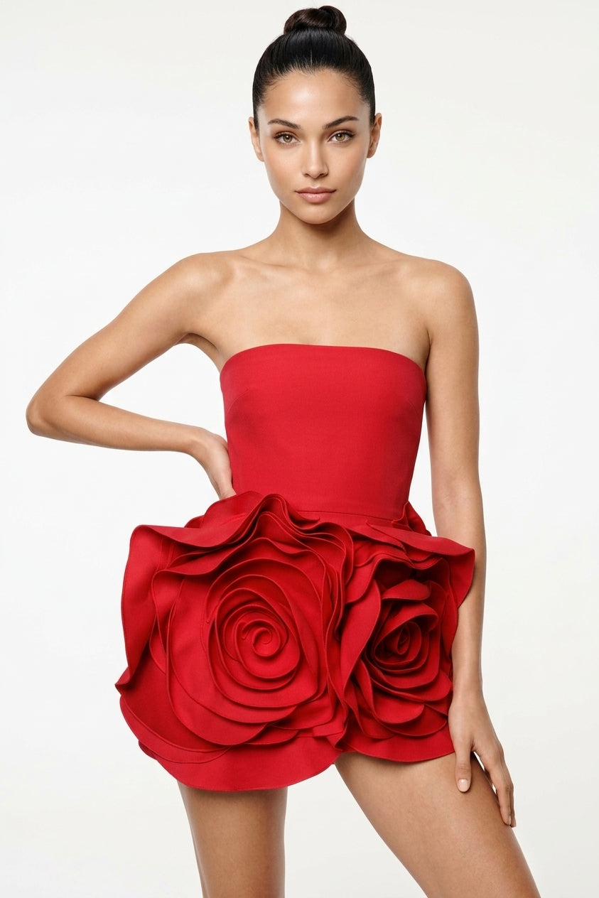 Eudora Flower Strapless Mini Dress