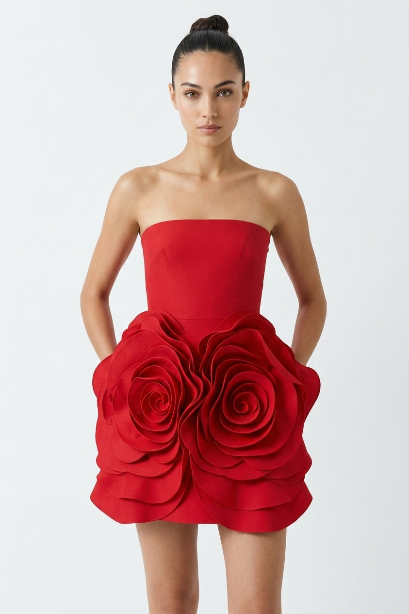 Eudora Flower Strapless Mini Dress