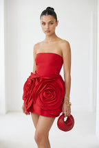 Eudora Flower Strapless Mini Dress