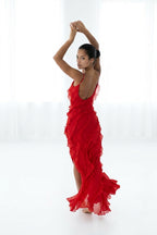 Eve Chiffon Ruffled Maxi Slip Dress