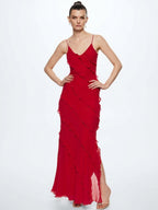 Eve Chiffon Ruffled Maxi Slip Dress