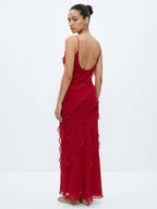 Eve Chiffon Ruffled Maxi Slip Dress