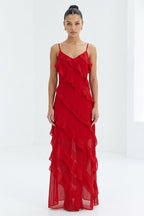 Eve Chiffon Ruffled Maxi Slip Dress