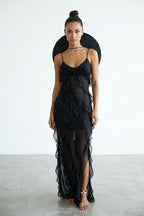Eve Chiffon Ruffled Maxi Slip Dress
