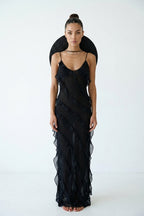 Eve Chiffon Ruffled Maxi Slip Dress