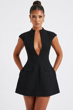 Evelyn Cap Sleeve Pleated Mini Dress