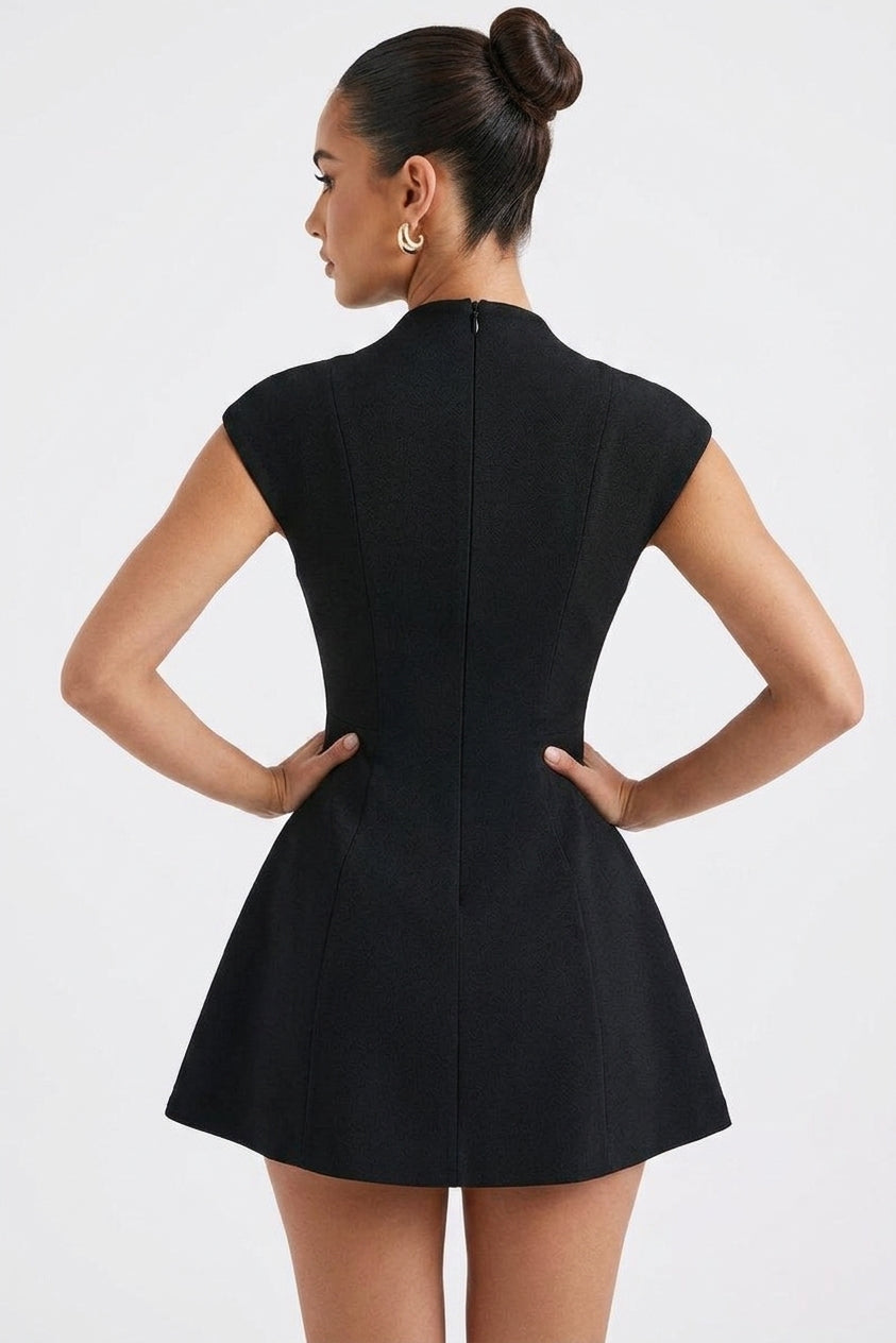 Evelyn Cap Sleeve Pleated Mini Dress