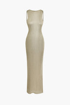 Selene Metallic Backless Knit Maxi Dress — VELOU