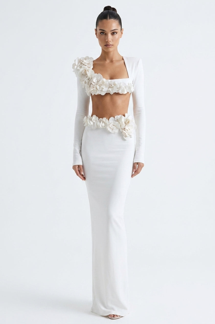 Flower Detail Two Piece Maxi Dress