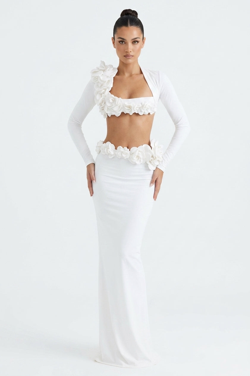 Flower Detail Two Piece Maxi Dress