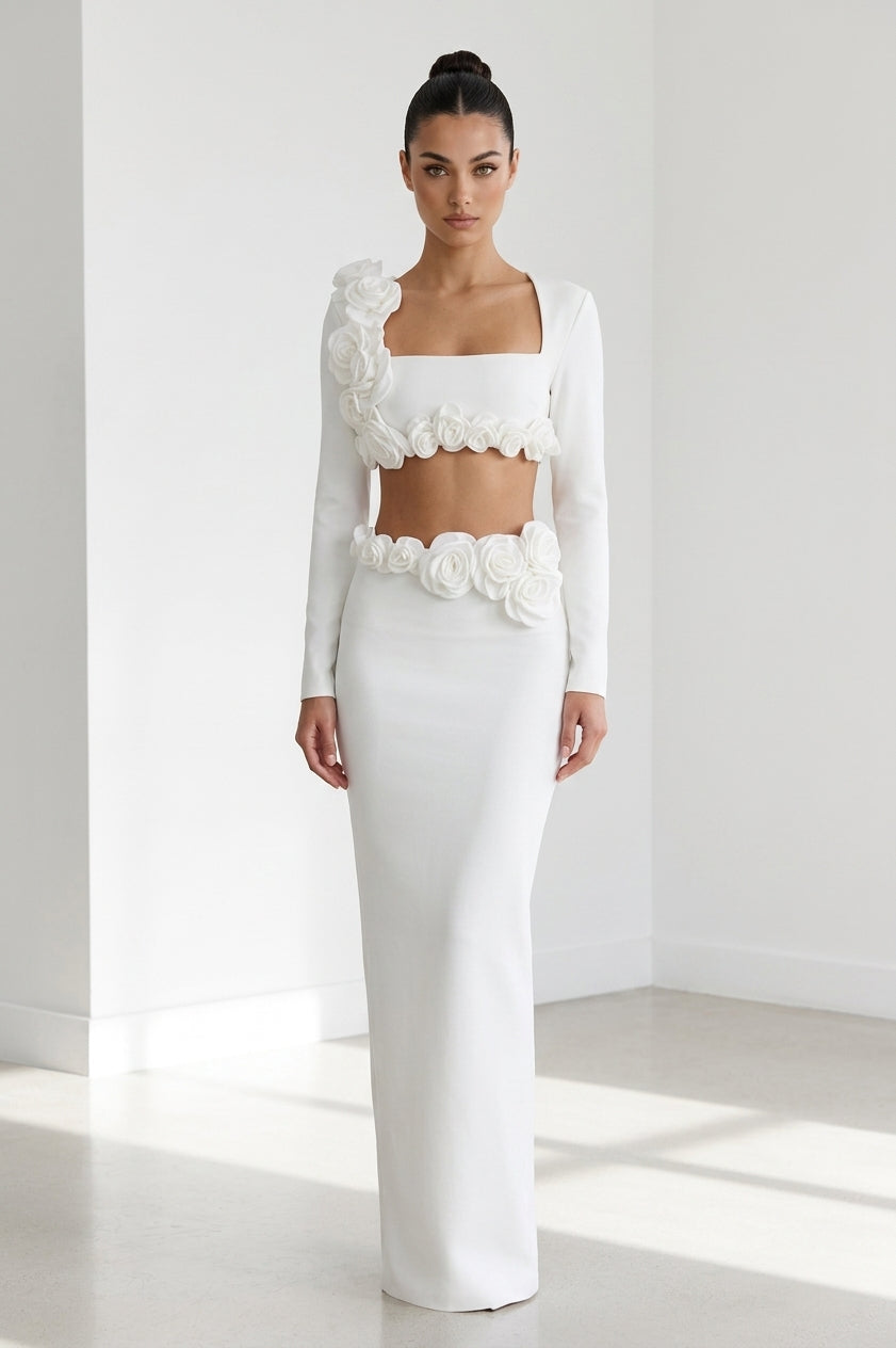 Flower Detail Two Piece Maxi Dress