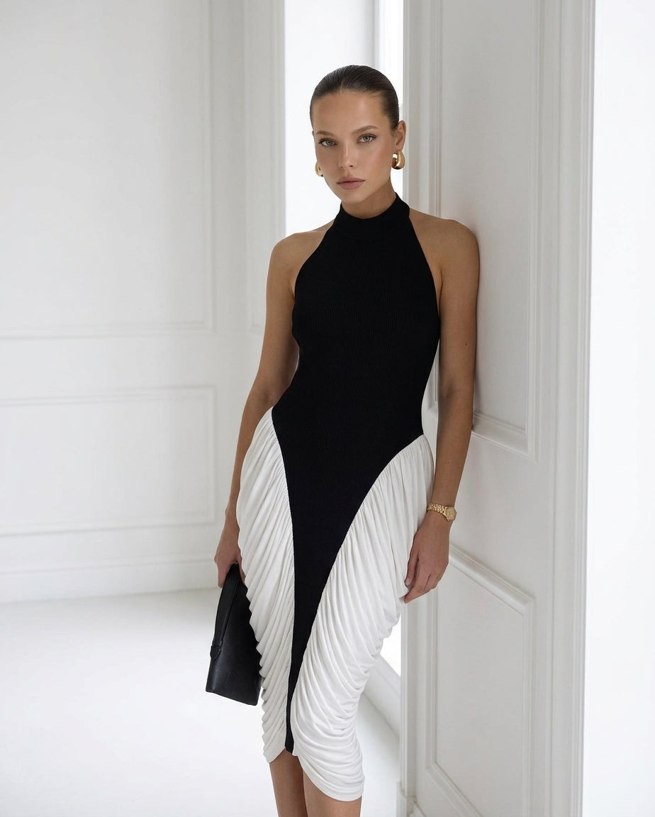 Francesca Halter Backless Pleated Midi Dress
