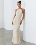 Greta Backless Sculpted Texture Maxi Dress