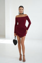 Joan Off-Shoulder Ruched Mini Dress