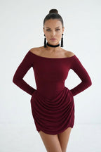 Joan Off-Shoulder Ruched Mini Dress