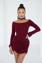 Joan Off-Shoulder Ruched Mini Dress