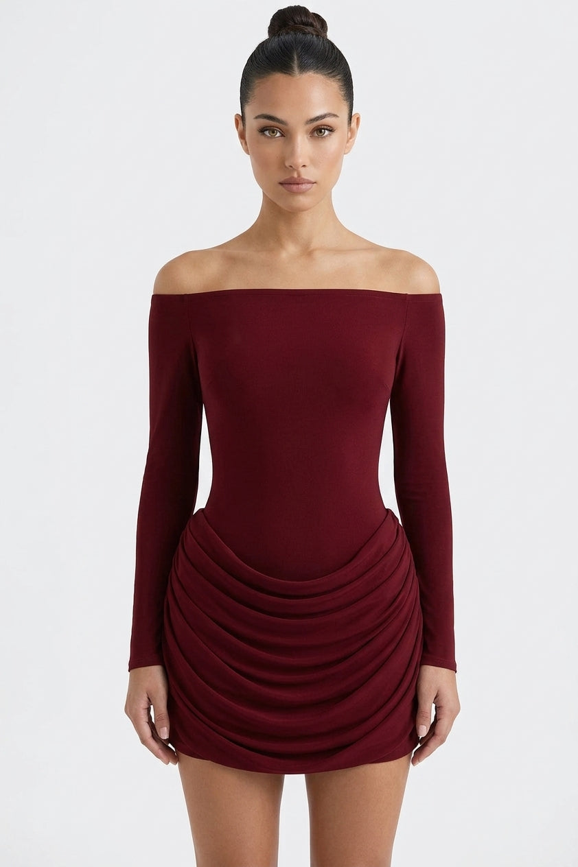 Joan Off-Shoulder Ruched Mini Dress