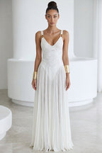 Julie Plunge Neck Semi-sheer Mesh Maxi Dress