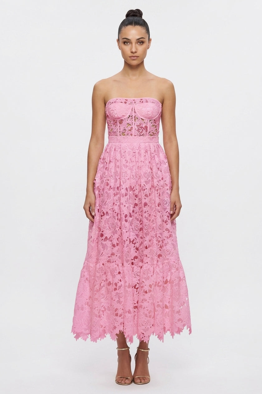 Lace Bustier Midi Dress